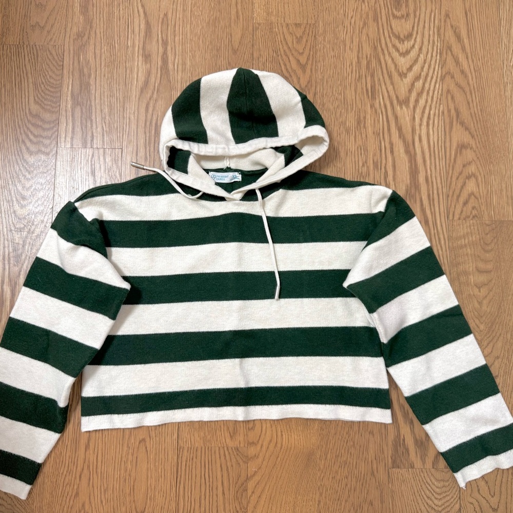 Primark Green and Cream Striped Hoodie